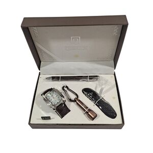 Vintage QBOS Gents Leather Watch Pen Multi Tool Flashlight Gift Set Untested NOB